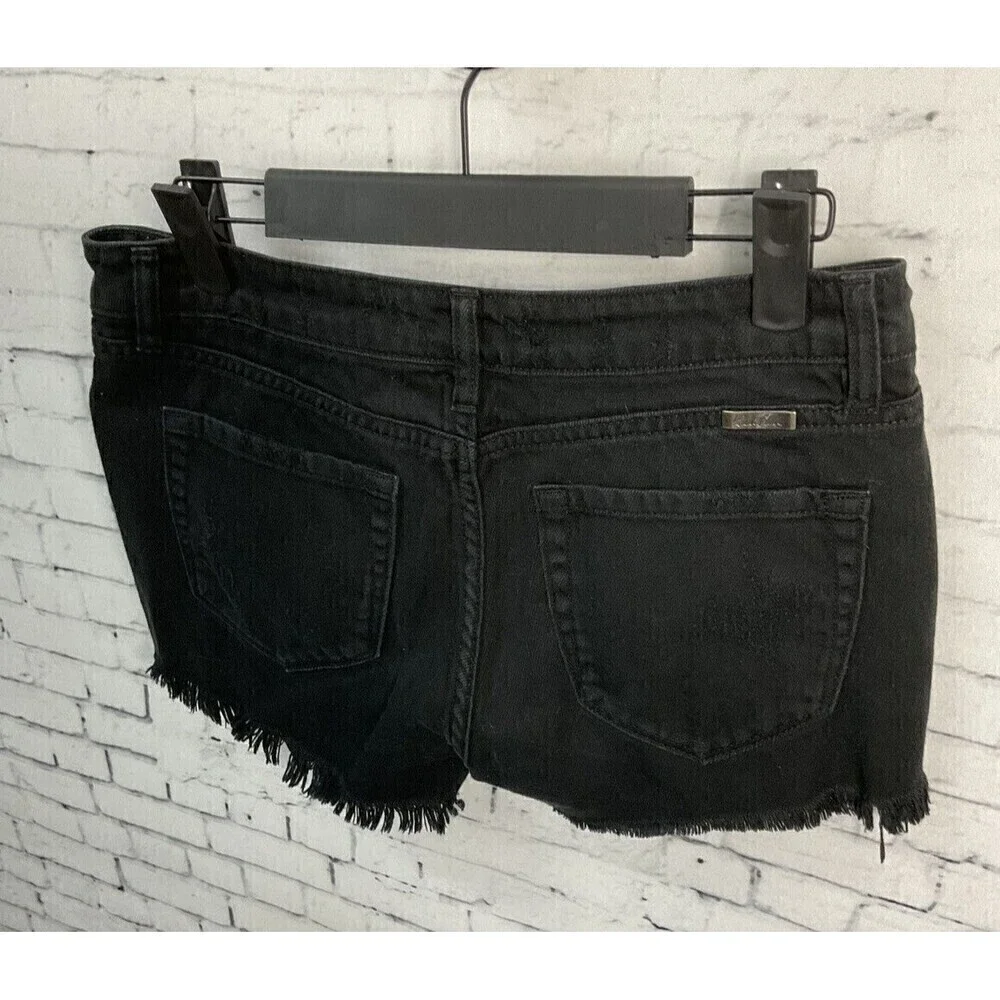 KanCan Womens Black Distressed Cutoff Shorts Cotton Pockets Size S T2